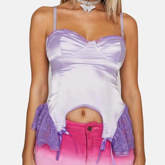 Text U Later satin corset top from Dolls Kill in size small - Picture 2 of 9